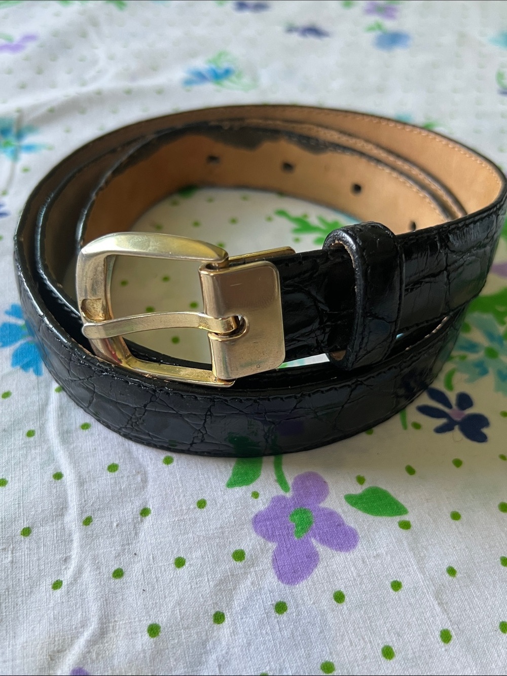 Vintage Saks Fifth Avenue Caiman Croc Belt - 36 Black Unisex
